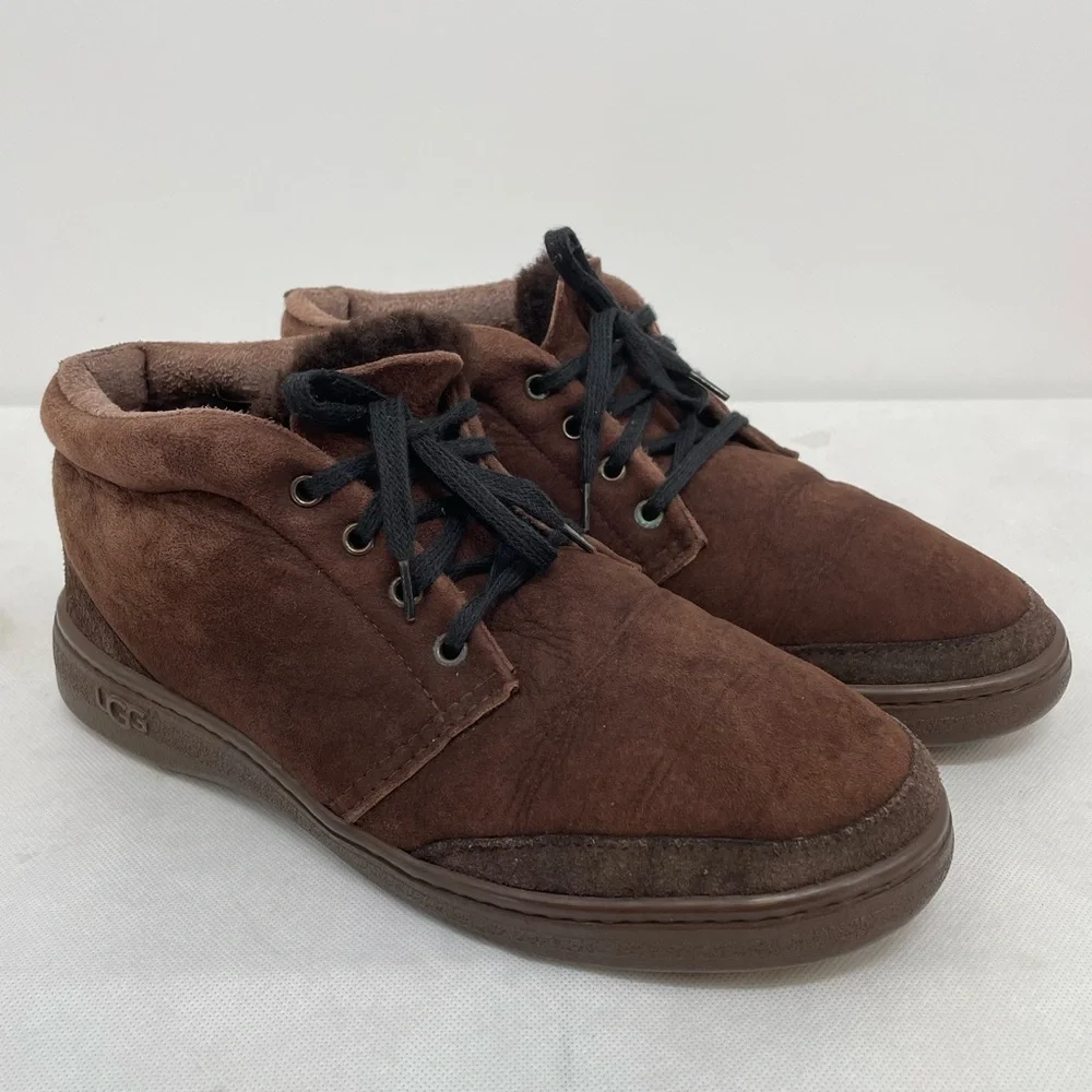 UGG Brown SUEDE Lace Up Wool Lined MEN'S 11M ANKLE CHUKKA Desert BOOTS